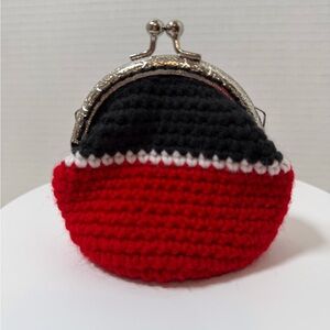 Handcrafted Crochet - Red and Black Crochet Coin Purse